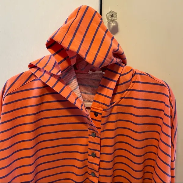 BiBi Orange and Purple Striped‎ Lightweight Hoodie Size M - Image 2