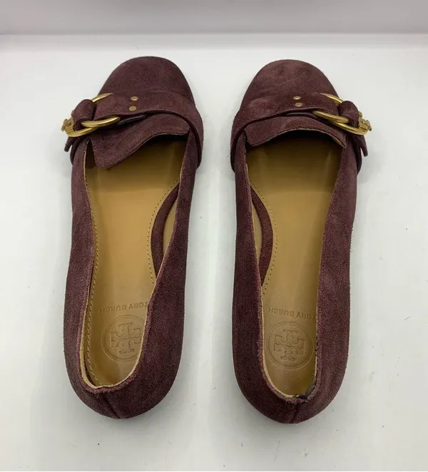 Women's 6 Tory Burch Marden Suede Flats Malbec Purple - Image 4