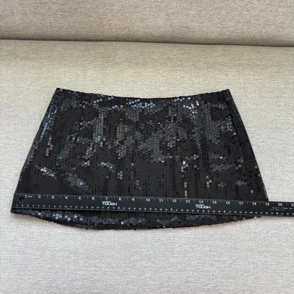 NWT Parke Black Sequin Mini Skirt Small Sparkly Party Night Out Whimsy Goth Glam - Image 7