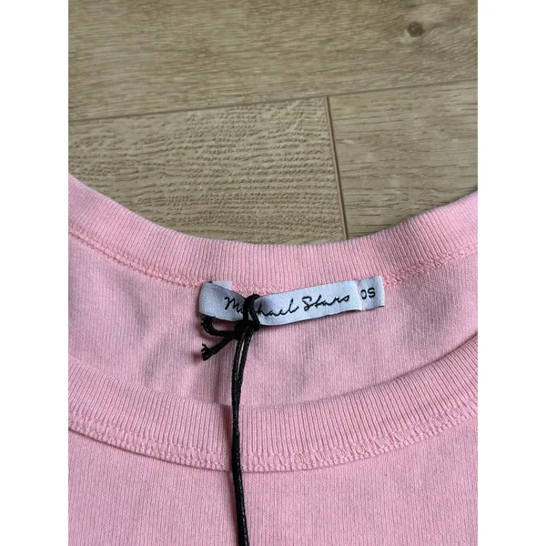 NWT‎ Michael Stars cassie thin binded tank top 1x1 cotton pink grapefruit sz OS - Image 4