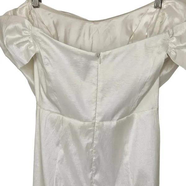 Bardot Mini‎ Bow Dress in Shimmer White Size US XL Cocktail Bridal Statement NEW - Image 8
