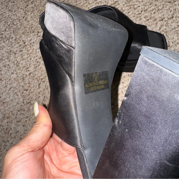 Chunky Platform Heel Mules Satin Black 9 - Image 7