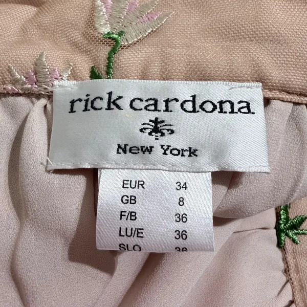 Rick Cardona Floral Embroidered Mesh Midi Skirt Nude Pink EUR 34 GB 8 - Image 3