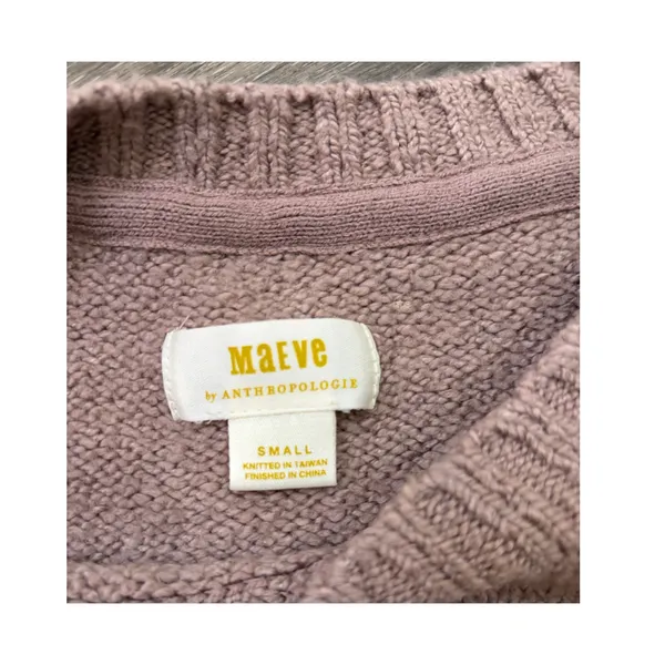 Maeve Anthropologie Knit Sweater Pink Crewneck Pullover Size Small - Image 3