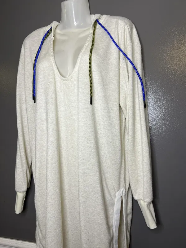 FP Movement Dress Womens Small White Hooded French Terry Sweater Midi Lounge - Image 5