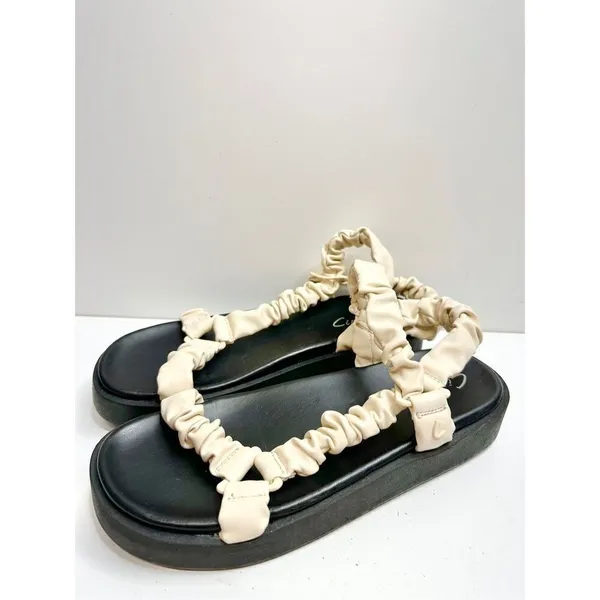 Circus by Sam Edelman Harlene Cream Ruched Scrunchie Platform Sandals 8 - Image 2