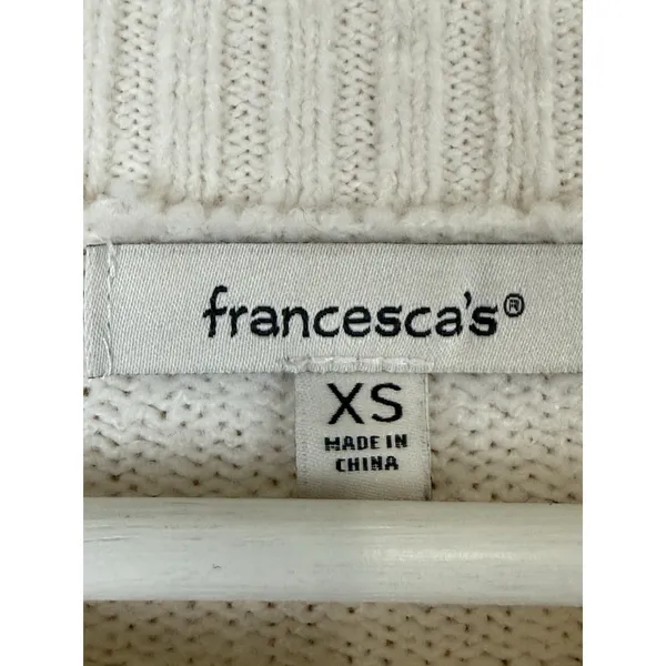 Francesca’s Sweater Size XS White Floral Crochet Flower Knit Pullover Crew Neck - Image 9