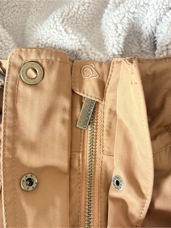 Craghoppers Waterproof Thermal Windproof Coat Hooded Parka Zip Brown Women Sz 12 - Image 3