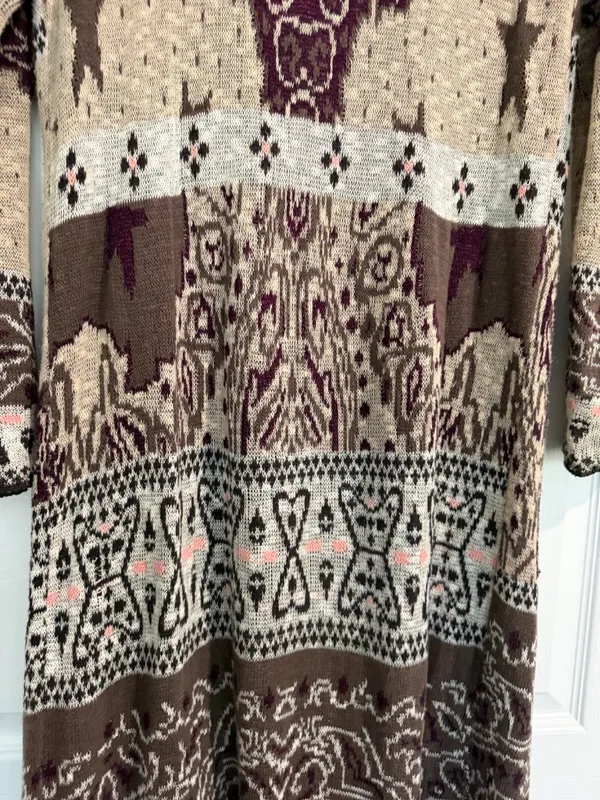 FREE PEOPLE Mixed Media Longline Cardigan Sweater Duster Hooded Size Medium - Image 9