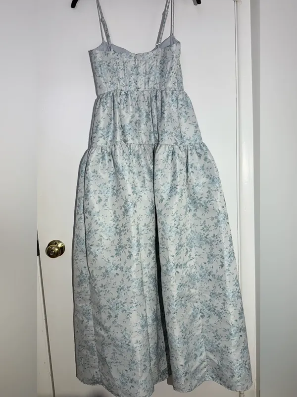 Maison Amory Sky Blue Floral Strapless Sweetheart The Windsor Maxi Dress - Image 14