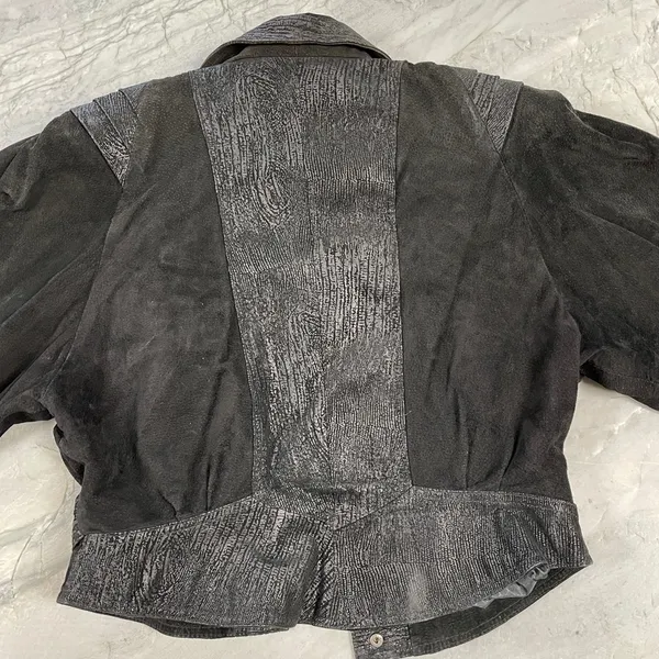 Vintage rare 80’s shoulder pad leather suede jacket ! - Image 4