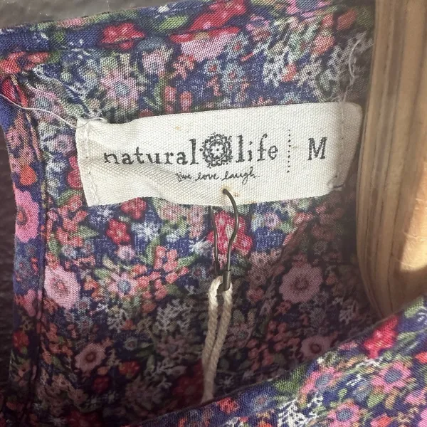 NEW Natural Life Blair Floral Mini Dress Autumn Blossom Short Sleeve Medium Boho - Image 5