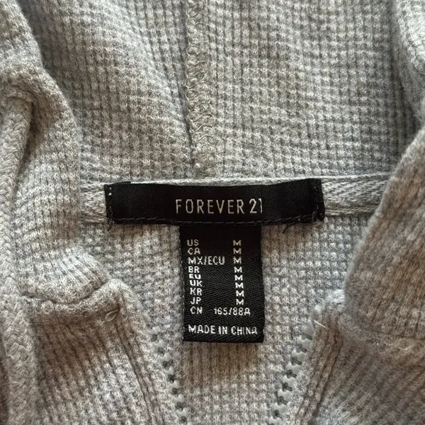 Forever 21 Light Gray Waffle Knit Hoodie - Image 2