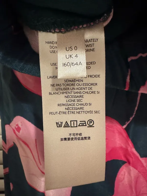 Dark Green Pink Floral Anthropologie Satin Pants - Image 6