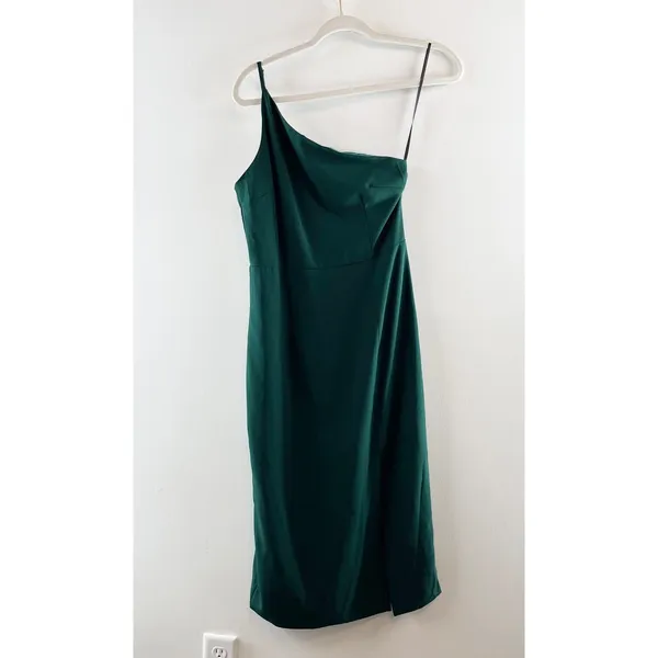 Petal + Pup Xiomar One Shoulder Midi Dress Emerald Green 2 - Image 3