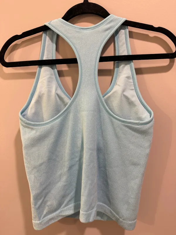 All In Motion Ribbed Padded Racerback Tank Top Blue - Image 2