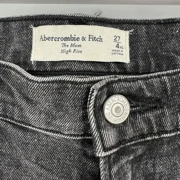 Abercrombie & Fitch The‎ Mom High Rise Black Wash Denim Tapered Jeans Size 4XS - Image 10