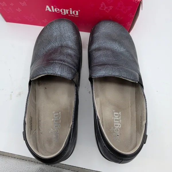 Alegria Keli Sketchy Leather Slip On Professional Shoes Grey Black Women 41 10.5 - Image 9