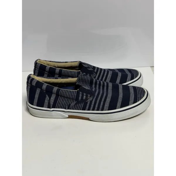 SPERRY Top-Sider 'Stripper' Blue Striped Canvas Slip On Sneakers Men's 8M C-4 - Image 2