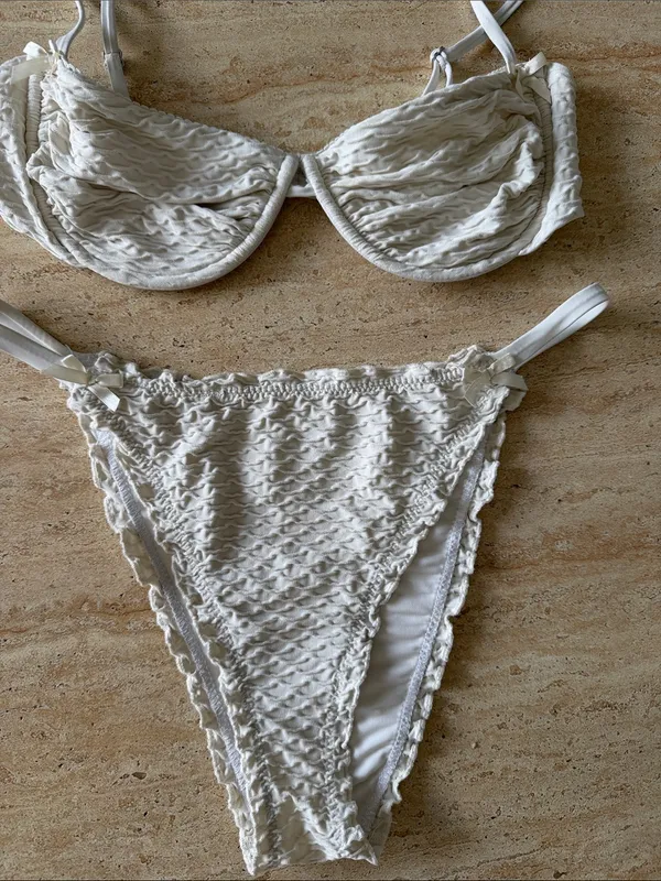 Toasted Coconut Ivory Textured Underwire Top & Bikini Bottom - Image 3