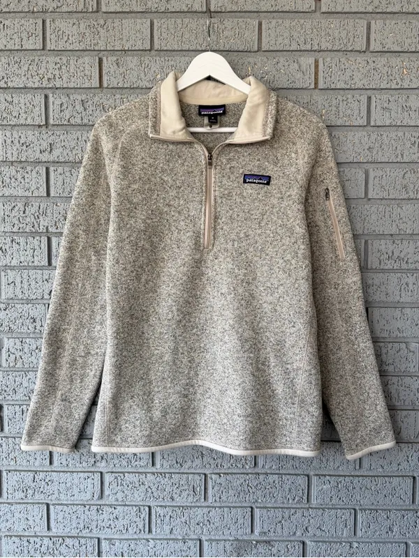 Patagonia Better Sweater 1/4 Zip Fleece Pullover Pelican Cream Size Medium - Image 3