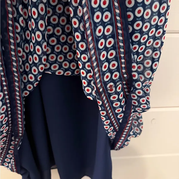 Max Studio Navy Printed V-Neck Smocked Maxi Dress NWT - Image 3