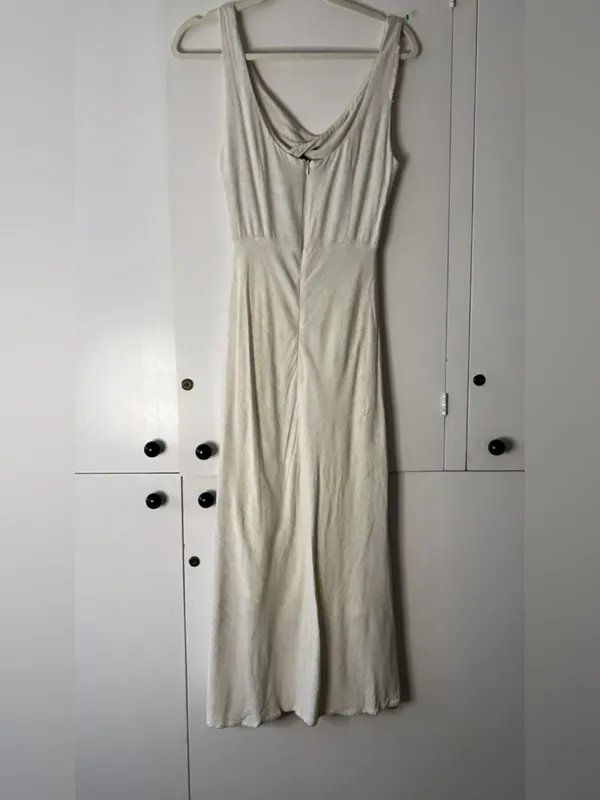 Petal & Pup linen blend Midi Dress Open Back Tie Minimal Chic - Image 4