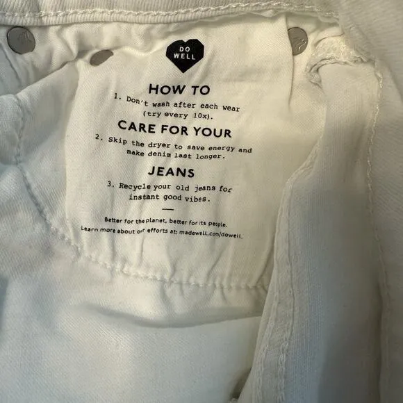 Madewell High-Rise‎ Slim Boy Jean Sz 26 White (Actual 28x28) Festival Western - Image 7