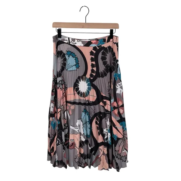 REISS Lolita Montage Accordion Pleated Skirt Women's Size 8 Abstract Print Artsy - Image 2