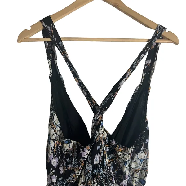 Free People Washed Ashore Black Floral Print Twist Back Mini Dress Size M - Image 8