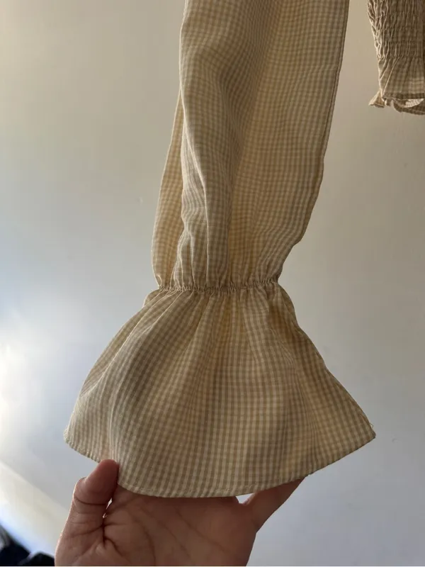 MORE TO COME Revolve Smocked Gingham Plaid Crop Top - Image 3