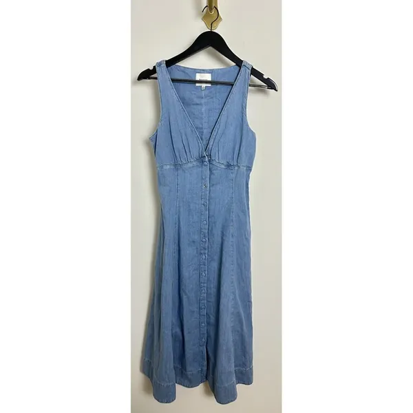 REFORMATION Sebastien Denim Midi Dress in Savannah Size US 6 NWT - Image 3