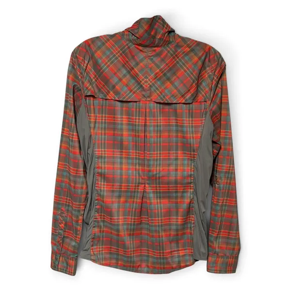 REI Co-op Plaid Shirt Long Sleeve Orange Gray Blue Medium - Image 4