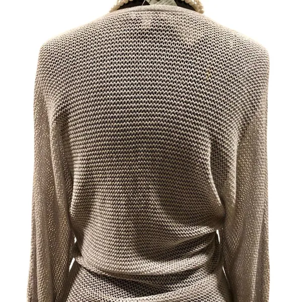 Cache Knit Silver Metallic Peek A Boo Faux Wrap Top New Banded Bottom $98 NWT - Image 16
