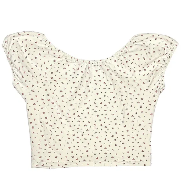 Aritzia Sunday Best Chill‎ Lucie Puff Sleeve Top Small Birch/Cherry Red EUC - Image 3