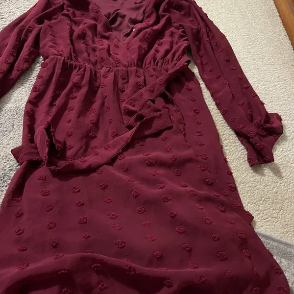 Baltic Born Paisley Dot‎ Midi Dress Burgundy Women's L - Image 9