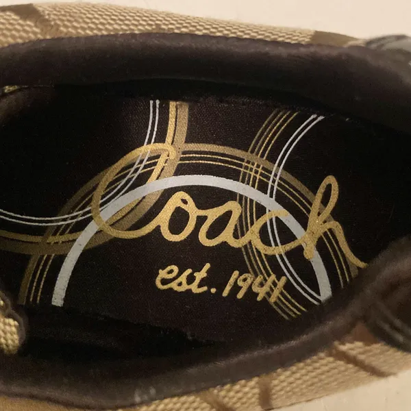 Coach Harmonie Signature Monogram Logo Sneakers Shoes Y2K Brown Tan Straps 6.5 - Image 7