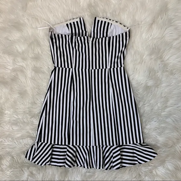 Olivaceous black white strapless ruffle dress smal - Image 10