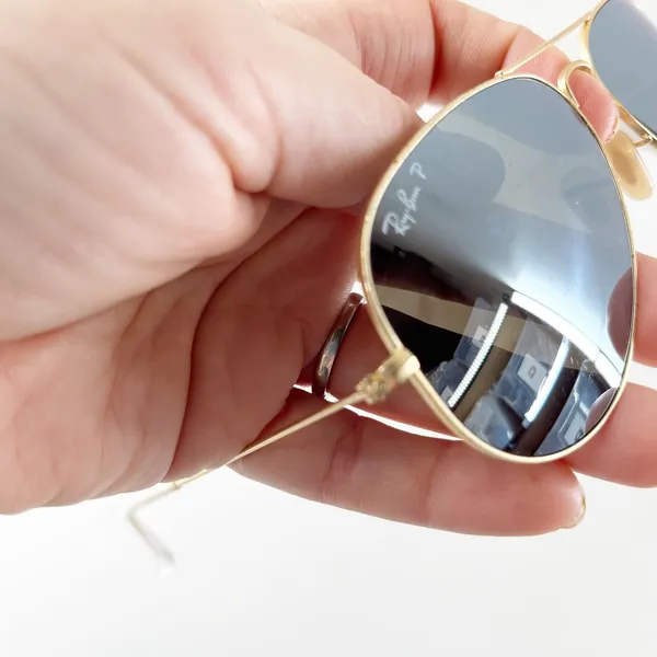 Ray-Ban Gold Metal Frame Aviator Sunglasses - Image 3