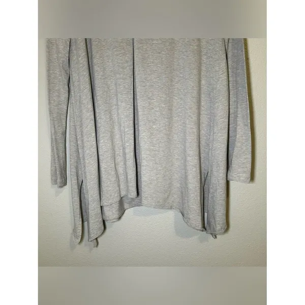 Lafayette 148 Gray Double V Neck Asymmetrical Long Sleeve Tunic Top Size Small - Image 4