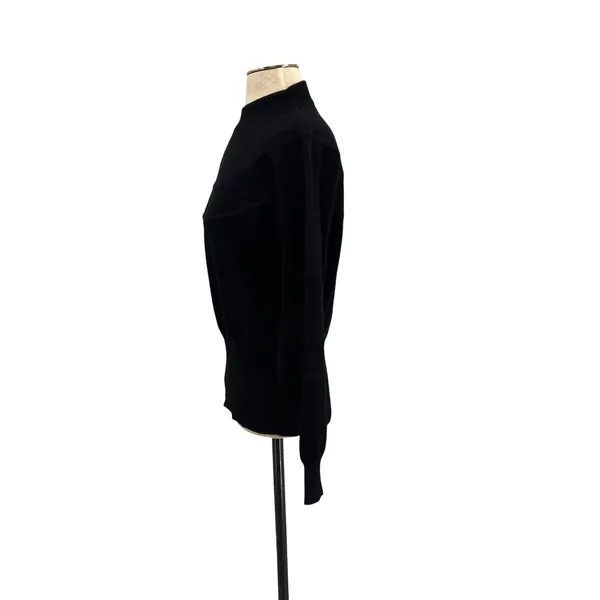 Bogner Vintage 90s Ski Mock‎ Neck Wool Blend Logo Sweater Black Size Small - Image 7