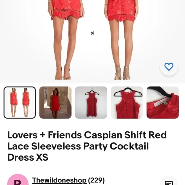 Lovers + friends Caspian red lace sleeveless party cocktail dress size xsmall - Image 5