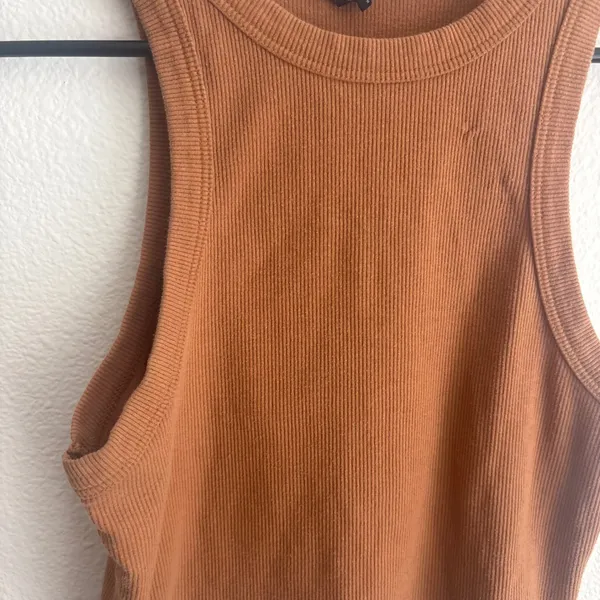 Forever 21 Womens Small Camel Brown Ribbed High Neck Cropped Tank Top - Image 5