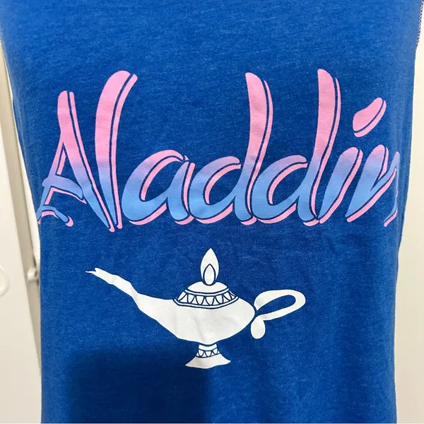 5/$30 🎈 Disney Aladdin large blue racerback tank top - Image 2