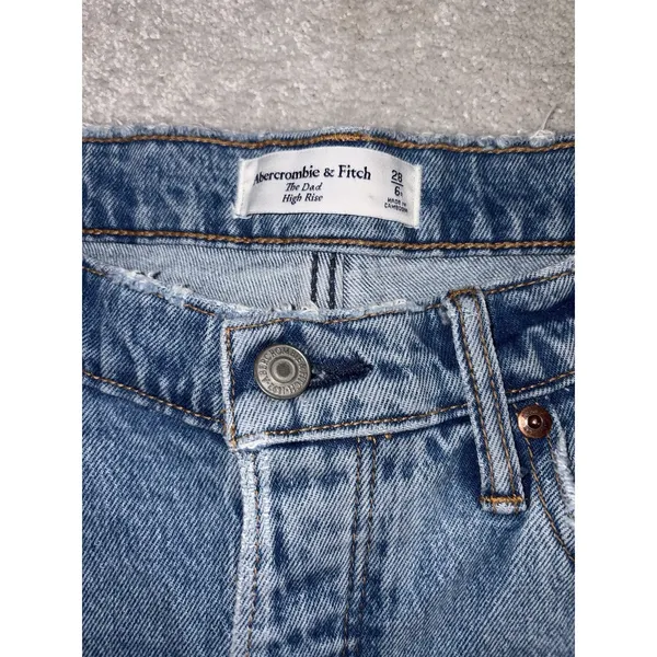 Abercrombie & Fitch Women's Jeans 28/6r The Dad High Rise Button Fly Distressed - Image 9