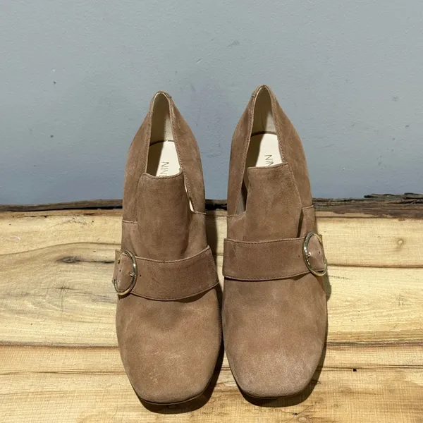 Nine West‎ Taupe Suede Block Heel Loafers Size 9 A38 - Image 4