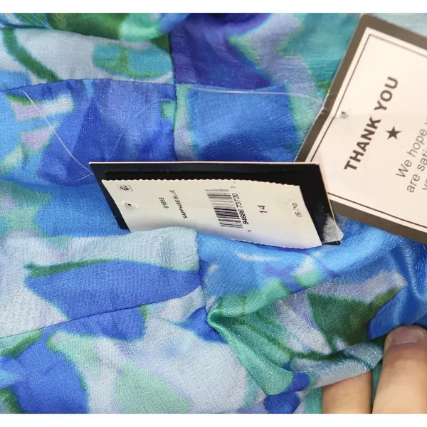 NWT Taylor Womens Twisted Halter Printed Gown Dress 9185S Sapphire Blue 14 - Image 6