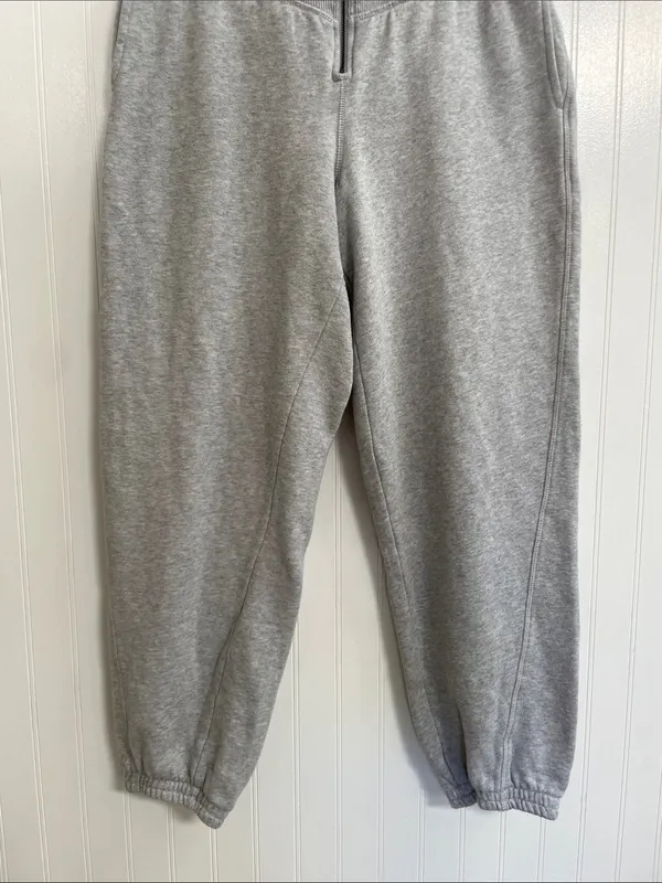AERIE Fleece Corset Jogger Zip Front Sweatpants in Heather Gray Size L - Image 5