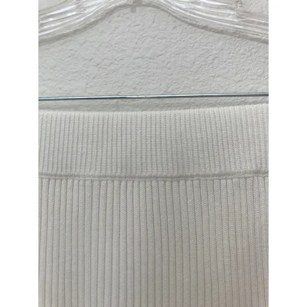 NWT Free People Fall Preppy Heritage Cream Sweater Knit Rib Flare Ruffle Skirt - Image 4