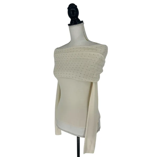 Le Superbe Aura Embellished Off-The-Shoulder‎ Sweater in Snow - Image 10
